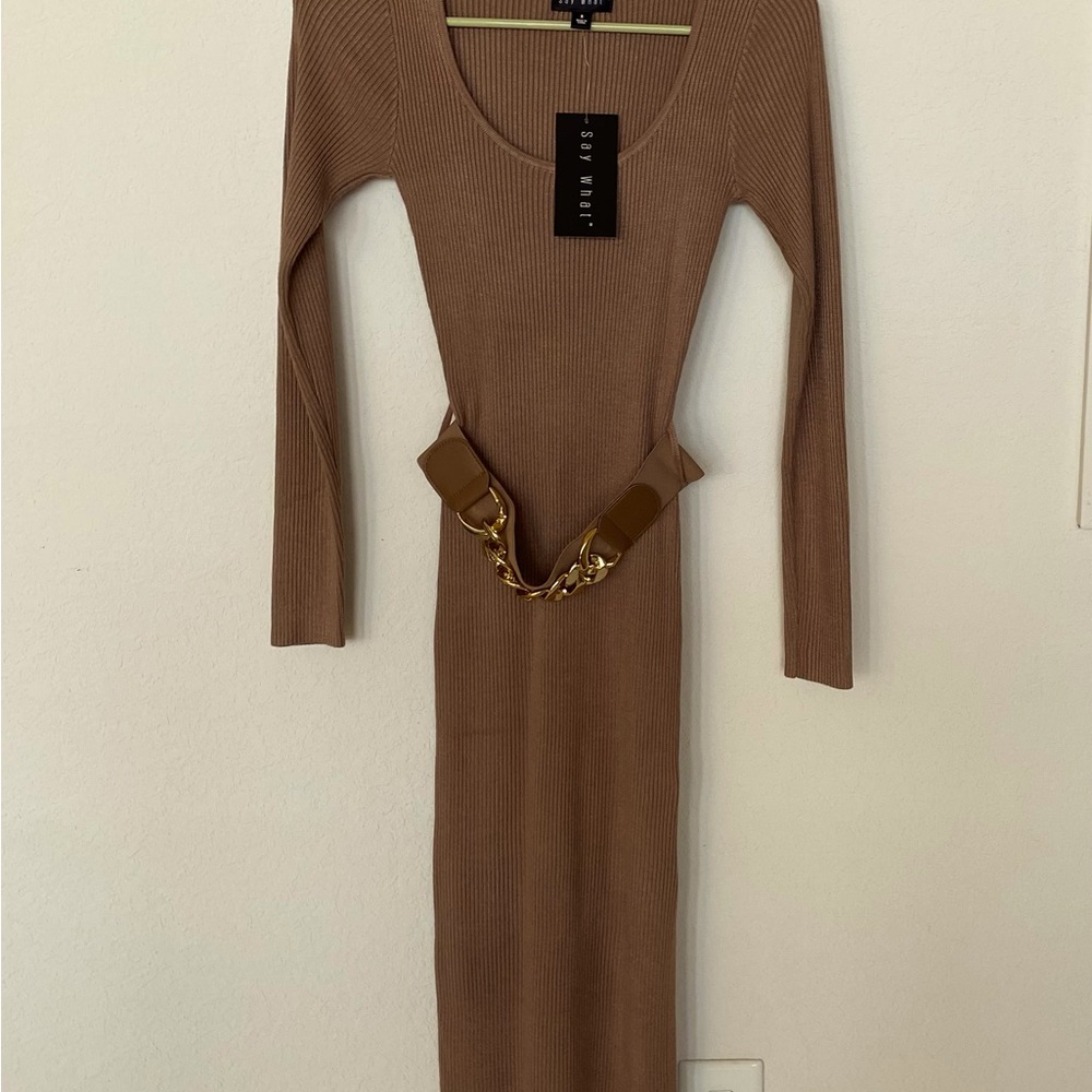 Say What Women’s Belted Sweater Dress with 11” side Slit.  Size Small, NWT